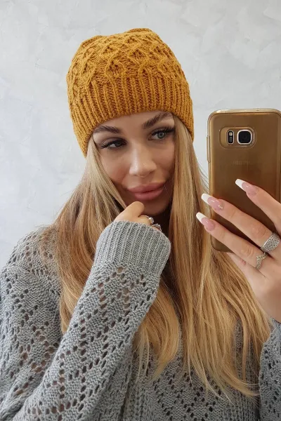 Kesi Čapica s fleece Roma K224 horčica