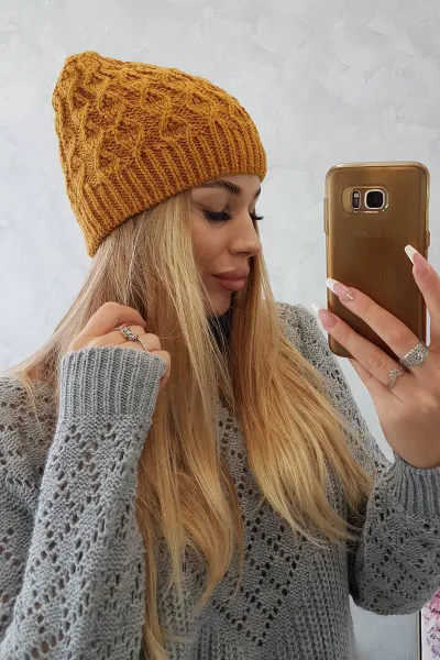 Kesi Čapica s fleece Roma K224 horčica