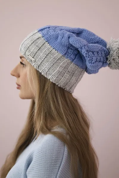 Kesi Čapica s fleece Paris K212 modrá+šedá