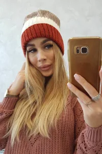 Kesi Čapica s fleece Bojana K265 ruda+ecru+béžová
