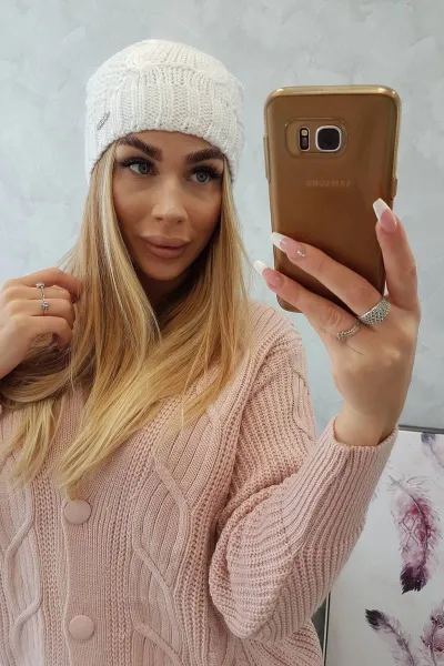 Kesi Čapica s fleece Karolina K243 biely