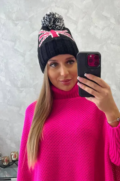 Kesi Dámska čiapka s pomponom Elizabeth K386 čierna