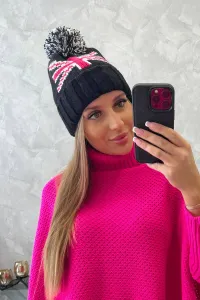 Kesi Dámska čiapka s pomponom Elizabeth K386 čierna