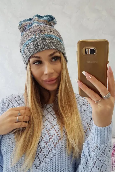 Kesi Čapica s fleece Klaudia K255 námorná+sivá