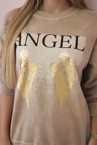 Kesi Włoski Bavlnená súprava Angel mikinové + nohavice ťava