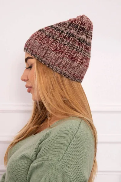 Kesi Čapica s fleece Melisa K241 bordová+béžová