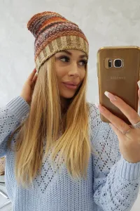 Kesi Čapica s fleece Krystyna K207 hnedá + béžová