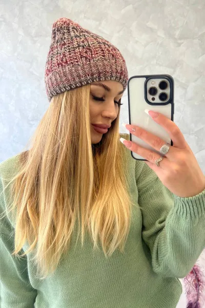 Kesi Čapica s fleece Melisa K241 bordová+béžová