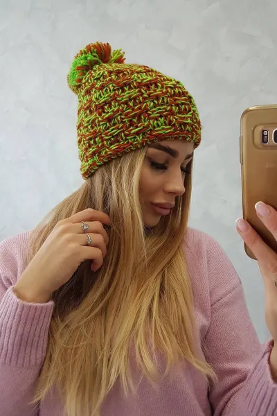 Kesi Čapica s fleece Fiona K275 zelená neónová + červená