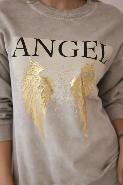 Kesi Włoski Bavlnená súprava Angel mikinové + nohavice béžový
