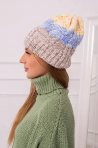 Kesi Čapica s fleece Dolores K303 tmavo béžová+modrá+žltá