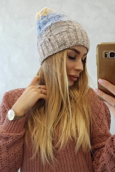 Kesi Čapica s fleece Dolores K303 tmavo béžová+modrá+žltá
