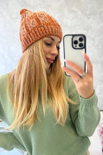 Kesi Čapica s fleece Melisa K241 oranžová+šedá