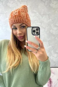 Kesi Čapica s fleece Melisa K241 oranžová+šedá