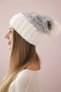 Kesi Čapica s fleece Paryż K213 biela + šedá
