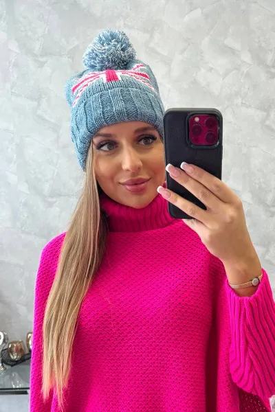 Kesi Dámska čiapka s pomponom Elizabeth K386 džínsy