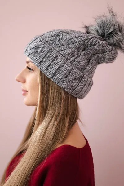 Kesi Čapica s fleece Warkocz K226 tmavošedý