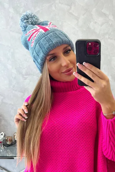Kesi Dámska čiapka s pomponom Elizabeth K386 džínsy