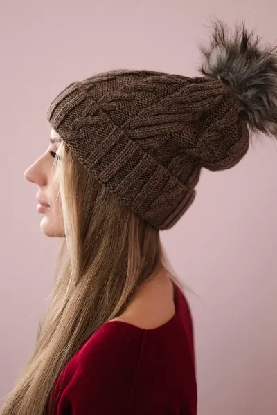 Kesi Čapica s fleece Warkocz K226 mocca