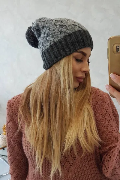 Kesi Čapica s fleece Bibiana K264 grafit + sivá