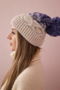 Kesi Čapica s fleece Alice K248 béžová+fialový