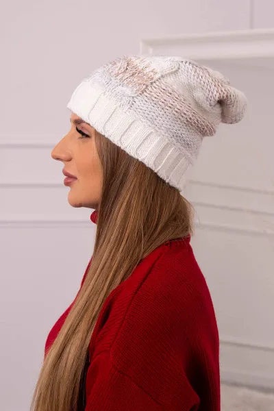 Kesi Čapica s fleece Monika K256 tmavo béžová+ecru