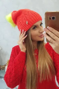 Kesi Dámska čiapka s pomponom Judyta K347 oranžová