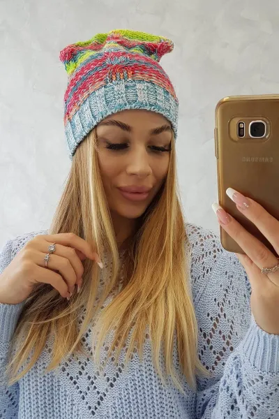 Kesi Čapica s fleece Klaudia K255 neónová žltá+modrá