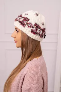 Kesi Dámska čiapka Otylia K387 ecru+bordová
