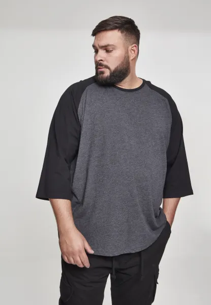 Contrasting 3/4 sleeve raglan t-shirt cha/blk