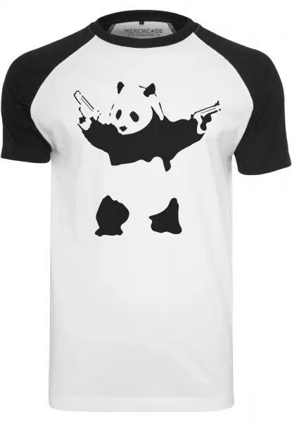 Brandalised - Banksy ́s Graffiti Panda Raglan Tee wht/blk