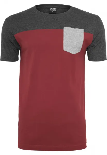 3-Tone Pocket T-Shirt Burgundy/Cha/Grey