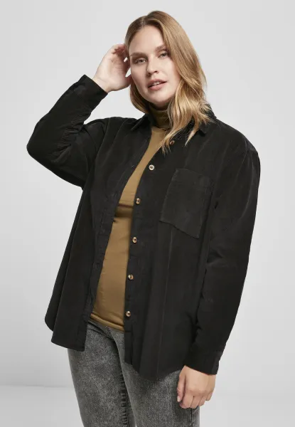 Women's corduroy oversized shirt black