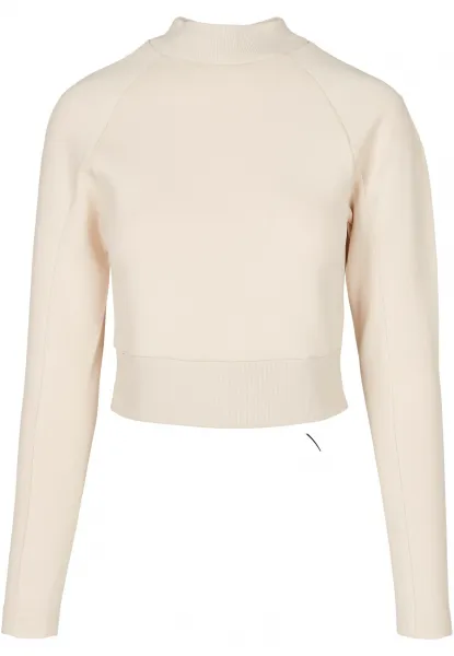 Ladies Interlock Short Turtleneck Crew sand