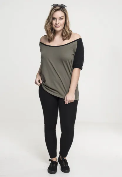 Women's 3/4 contrast raglan T-shirt olive/black