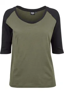 Women's 3/4 contrast raglan T-shirt olive/black