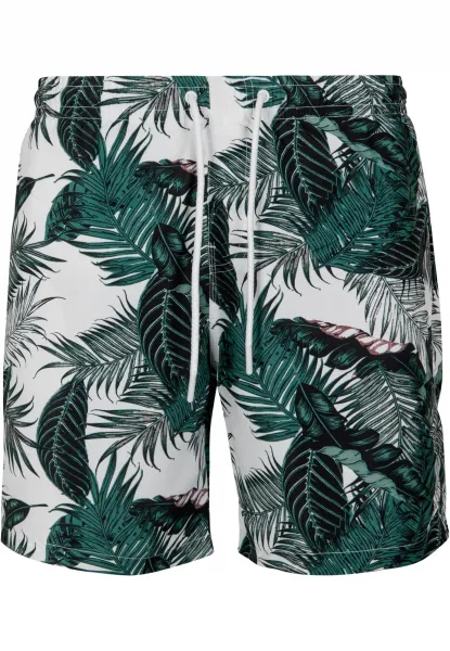 Patterned Swimsuit Shorts Palm Leaves