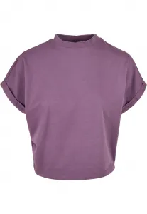 Women's Short Pigment Dye Cut On Sleeves T-Shirt Grey Purple