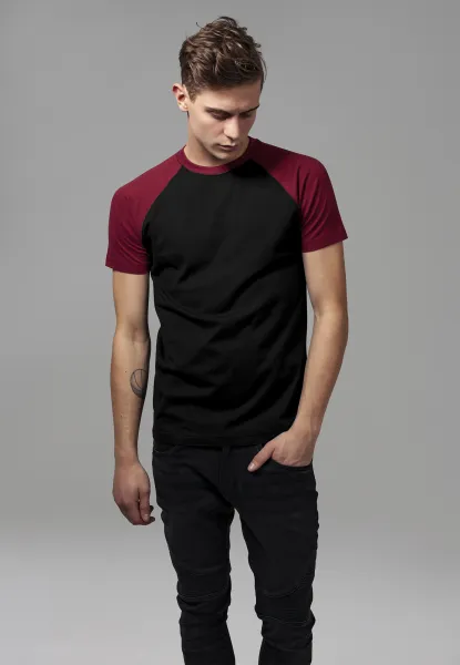 Raglan contrasting t-shirt blk/burgundy