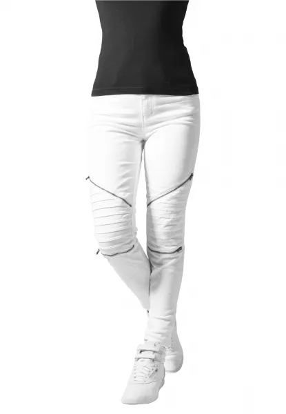 Women's stretch biker trousers white