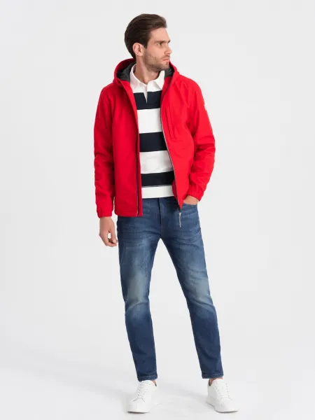 Červená pánska softshellová bunda Ombre Clothing