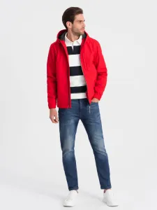 Červená pánska softshellová bunda Ombre Clothing