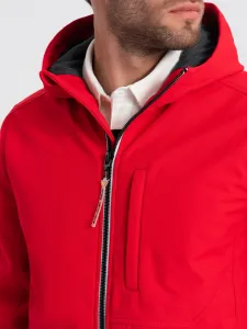 Červená pánska softshellová bunda Ombre Clothing