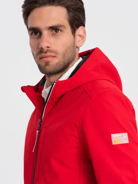 Červená pánska softshellová bunda Ombre Clothing