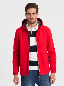 Červená pánska softshellová bunda Ombre Clothing