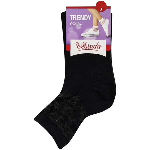 Bellinda 
TRENDY COTTON SOCKS - Dámske ponožky s ozdobným lemom - čierna