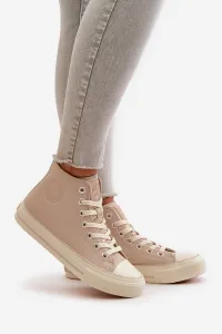 BIG STAR SHOES Dámske Zateplené Tenisky Z Eko Kože Béžové Big Star