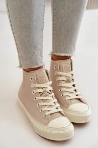 BIG STAR SHOES Dámske Zateplené Tenisky Z Eko Kože Béžové Big Star