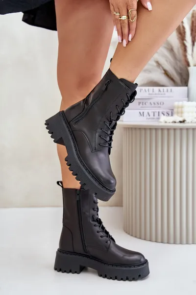 BIG STAR SHOES Kožené Zateplené Čižmy Pracovné Dámske Big Star