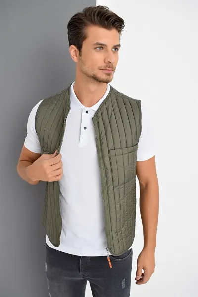 Y8611 DEWBERRY MEN'S VEST-KHAKI